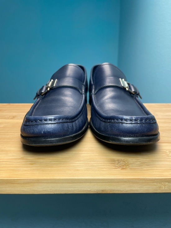 Salvatore Ferragamo Gancini Bit Loafers Mens 8.5 D Navy Blue Leather Italy EUC! main image 12